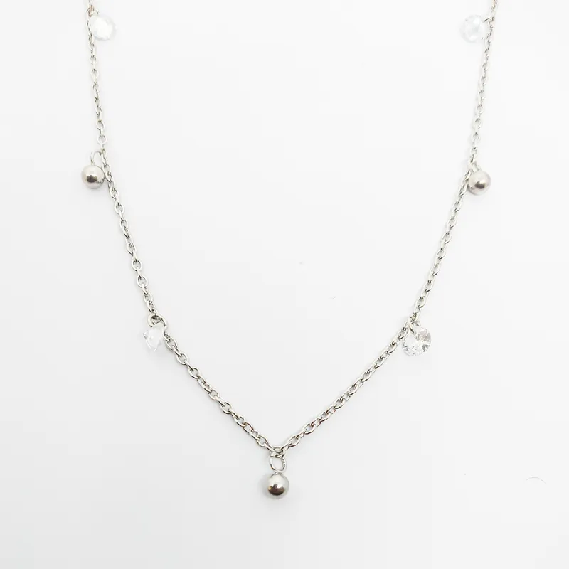 GARG INOX ESFERAS 4MM CZIRCONIAS 5MM 45CM