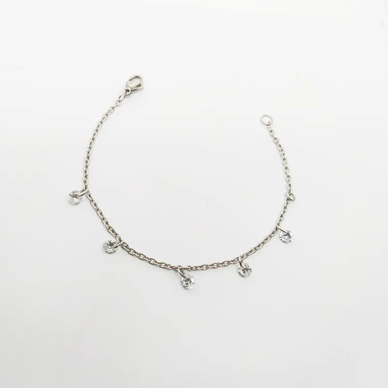 PULSEIRA INOX INFANTIL C 5ZIRCONIAS 4MM 15CM