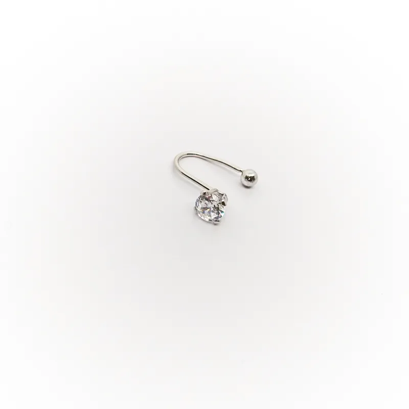 PIERCING INOX FAKE ZIRCONIA 4MM E ESFERA 2,5