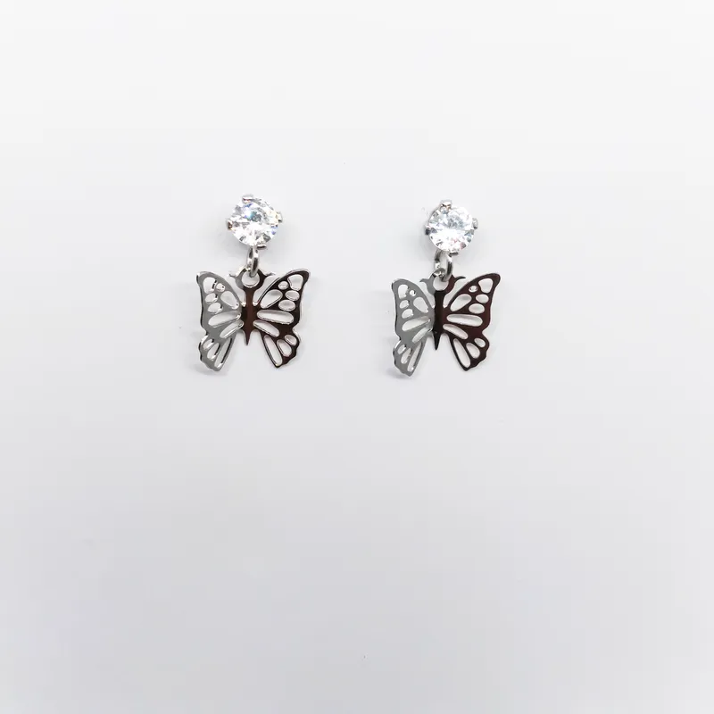 BR INOX BORBOLETA C ZIRCONIA4MM