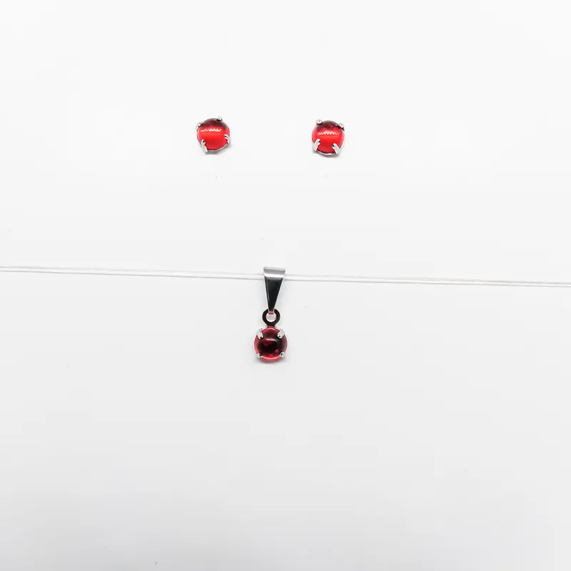 CONJ INOX PEDRA LUA 5MMVERMELHO