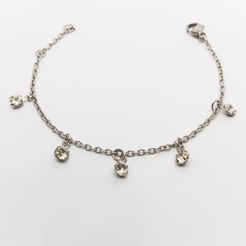 PULSEIRA INOX INFANTIL C 5STRASS 4MM 15CM