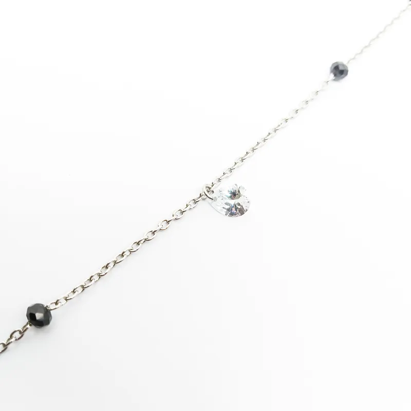 TORNOZELEIRA CONTAFACETADA PRETA C ZIRC GOTA6X8 25CM